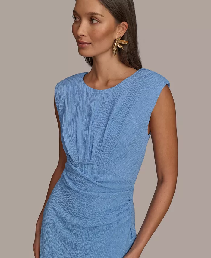 Donna Karan New York Women's Side-Ruched Midi Dress Women's Fashion Shoes & Accessories