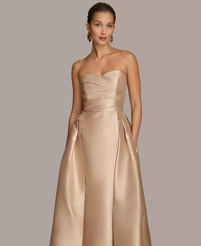 Donna Karan New York Women's Sweetheart-Neck Pleated Gown Women's Fashion Shoes & Accessories