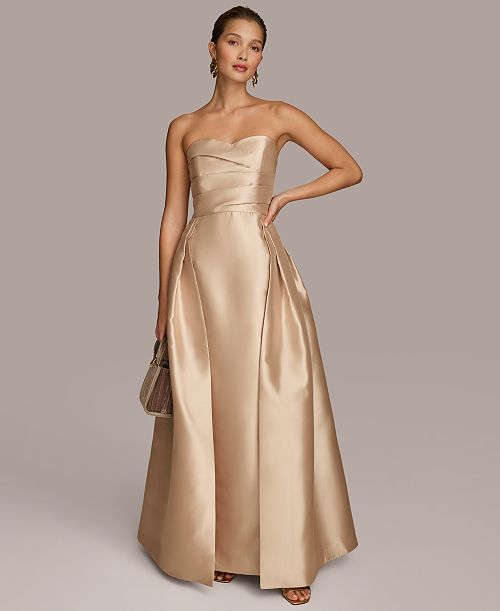 Donna Karan New York Women's Sweetheart-Neck Pleated Gown Women's Fashion Shoes & Accessories