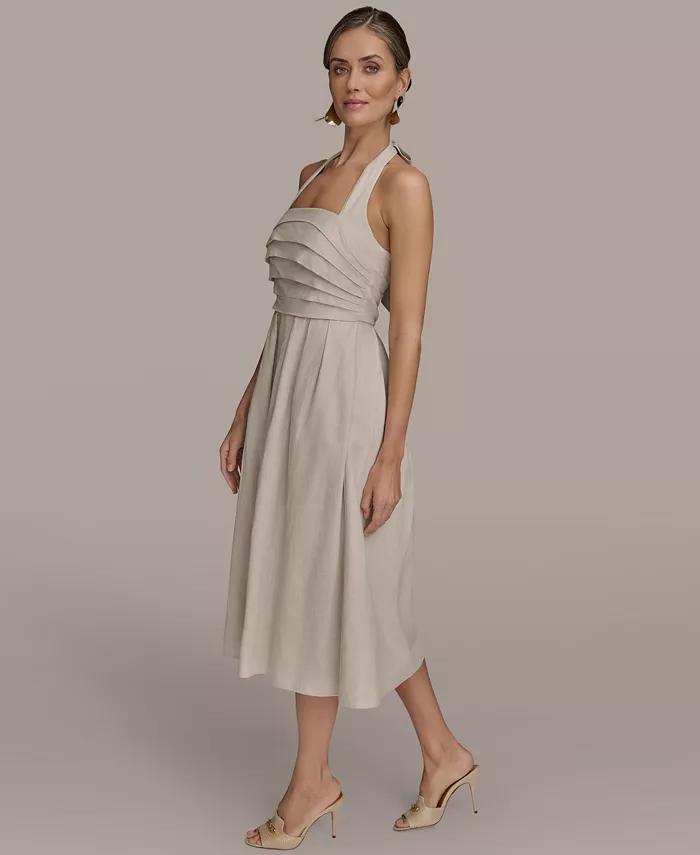 Donna Karan New York Women's Tie-Back Midi Dress Women's Fashion Shoes & Accessories