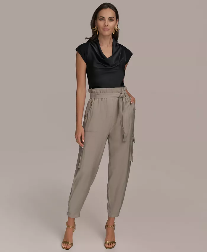 Donna Karan New York Women's Tie Waist Cargo Pants Women's Fashion Shoes & Accessories