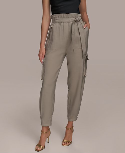 Donna Karan New York Women's Tie Waist Cargo Pants Women's Fashion Shoes & Accessories