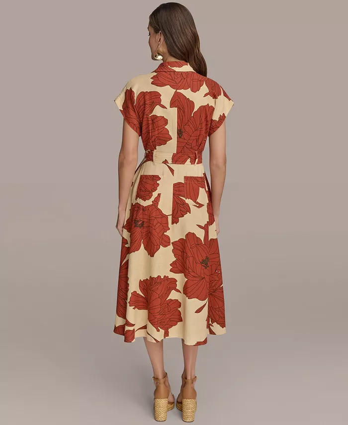 Donna Karan New York Women's Tie-Waist Shirtdress Women's Fashion Shoes & Accessories