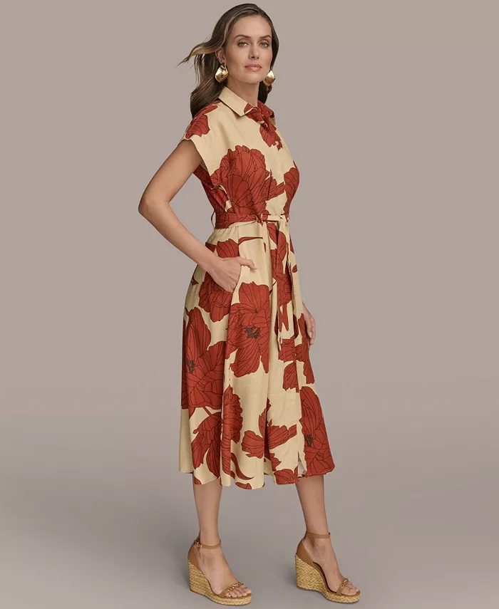 Donna Karan New York Women's Tie-Waist Shirtdress Women's Fashion Shoes & Accessories