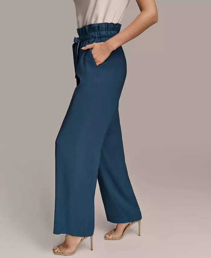 Donna Karan New York Women's Tie Waist Wide-Leg Pants Women's Fashion Shoes & Accessories
