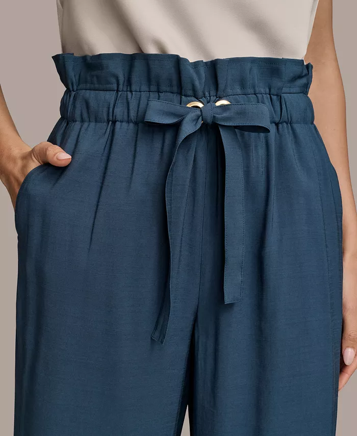 Donna Karan New York Women's Tie Waist Wide-Leg Pants Women's Fashion Shoes & Accessories