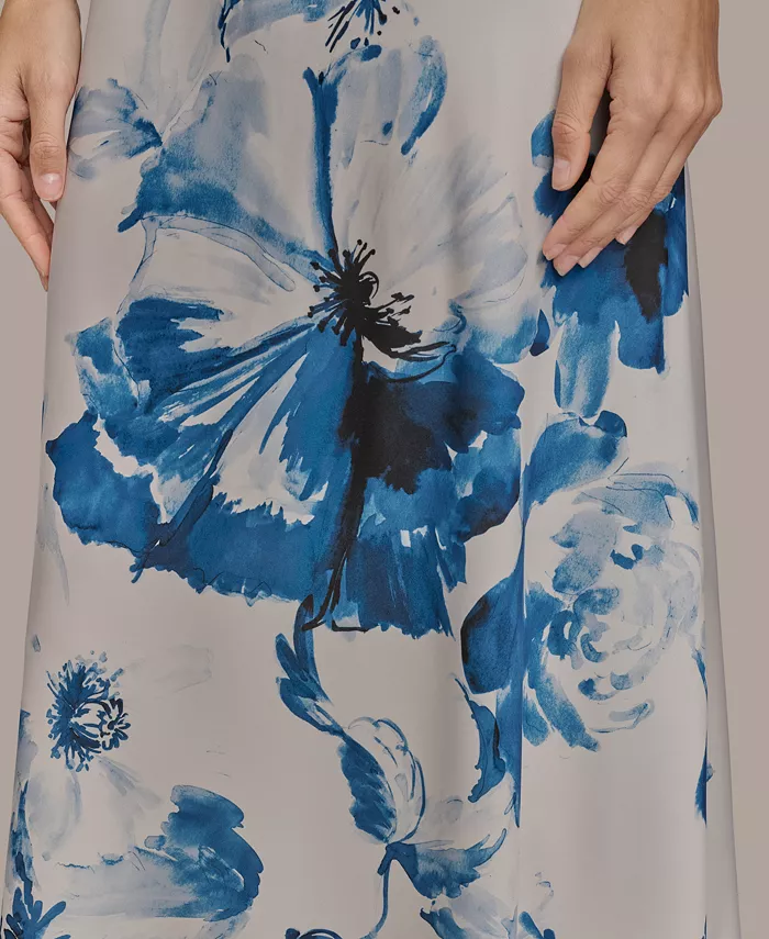 Donna Karan New York Women's V-Neck High-Low Dress Women's Fashion Shoes & Accessories