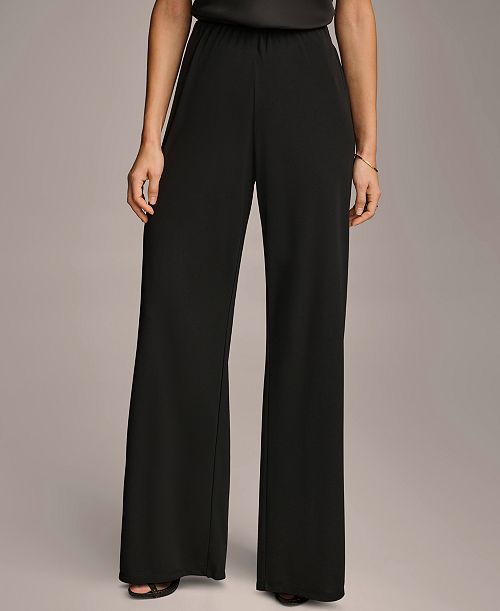 Donna Karan New York Women's Wide-Leg Jersey Pants Women's Fashion Shoes & Accessories