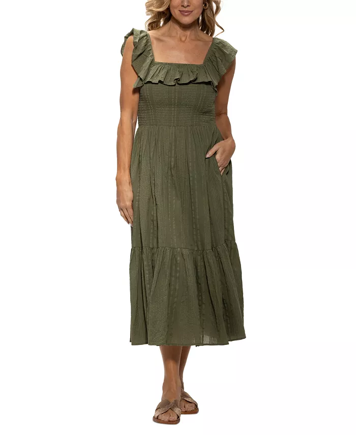 Dotti Women's Cotton On/Off-The-Shoulder Cover-Up Dress Women's Fashion Shoes & Accessories