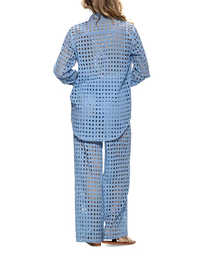 Dotti Women's Openwork Dot Shirt Cover-Up & Pants Women's Fashion Shoes & Accessories