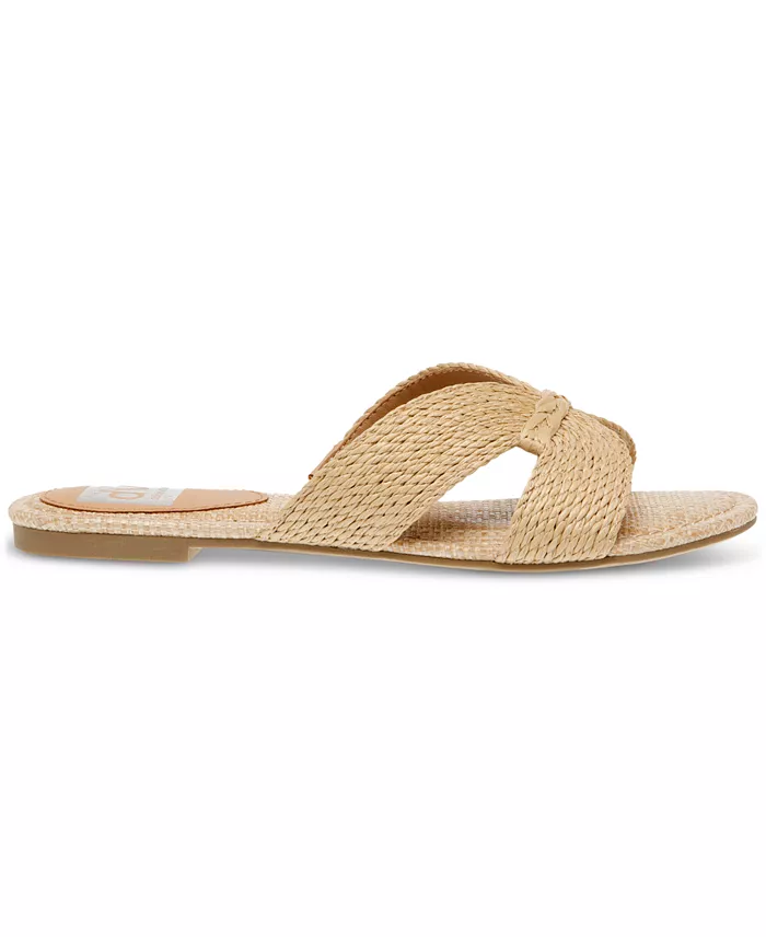 DV Dolce Vita Geeya Raffia Criss Cross Strap Slide Sandals Women's Fashion Shoes & Accessories