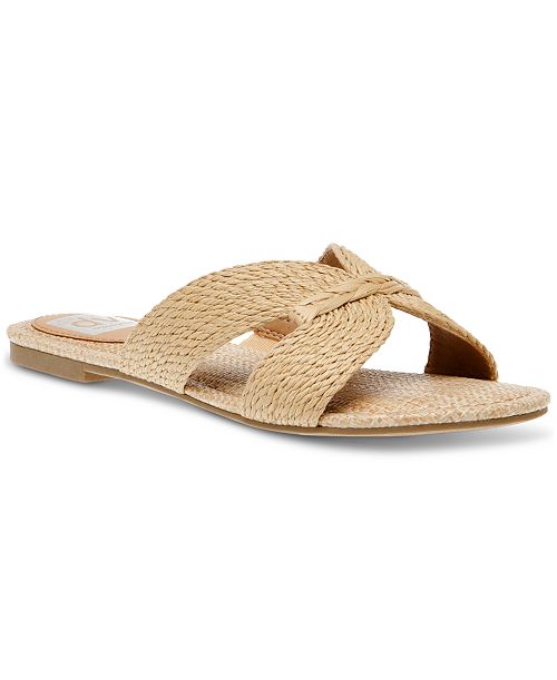 DV Dolce Vita Geeya Raffia Criss Cross Strap Slide Sandals Women's Fashion Shoes & Accessories