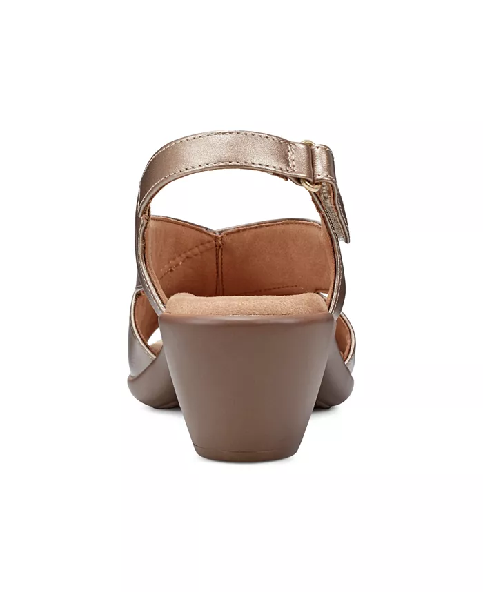 Easy Spirit Chantal Crisscross Low Heel Leather Sandals Women's Fashion Shoes & Accessories