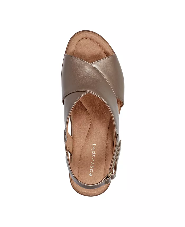 Easy Spirit Chantal Crisscross Low Heel Leather Sandals Women's Fashion Shoes & Accessories