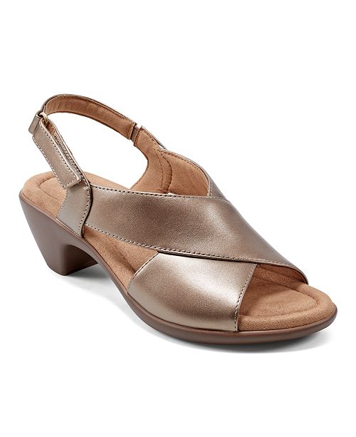 Easy Spirit Chantal Crisscross Low Heel Leather Sandals Women's Fashion Shoes & Accessories