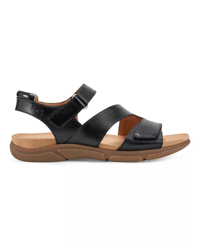 Easy Spirit Mavey Strappy Leather Open Toe Flat Sandals Women's Fashion Shoes & Accessories