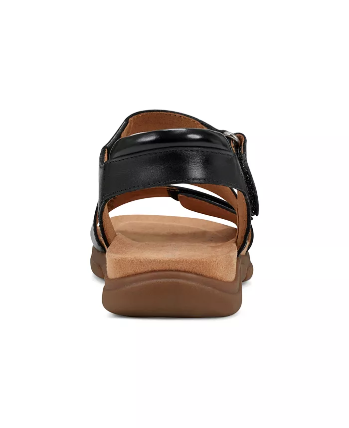 Easy Spirit Mavey Strappy Leather Open Toe Flat Sandals Women's Fashion Shoes & Accessories