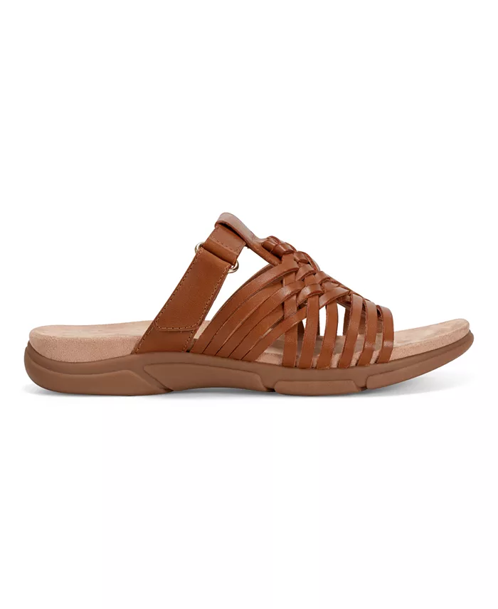 Easy Spirit Mindi Woven Flat Slide Sandals Leather Women's Fashion Shoes & Accessories