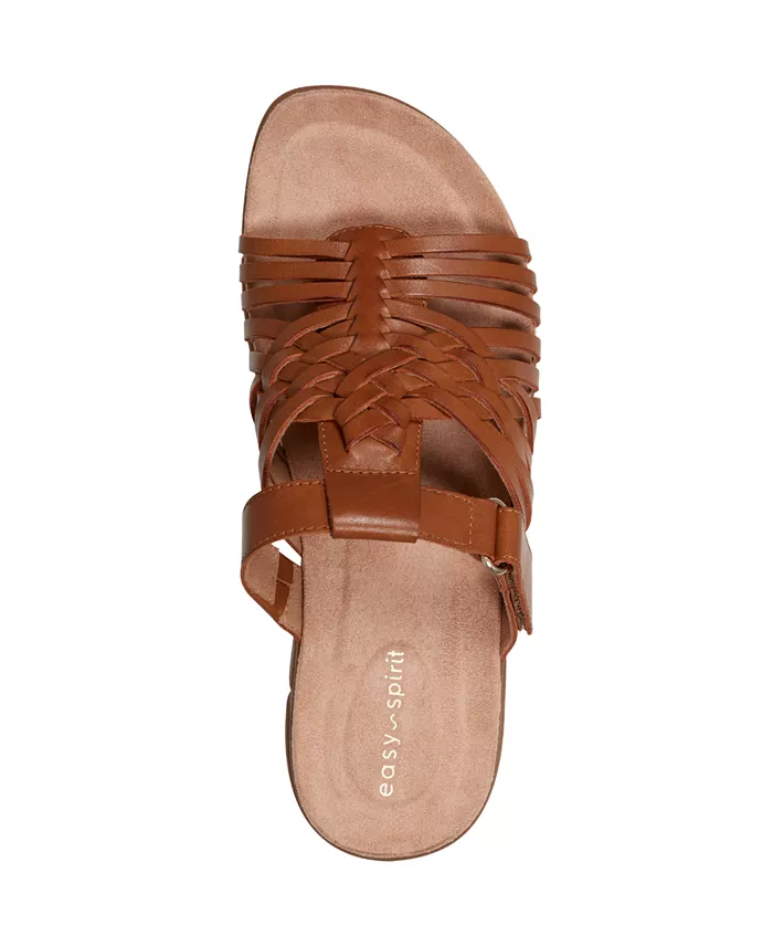 Easy Spirit Mindi Woven Flat Slide Sandals Leather Women's Fashion Shoes & Accessories