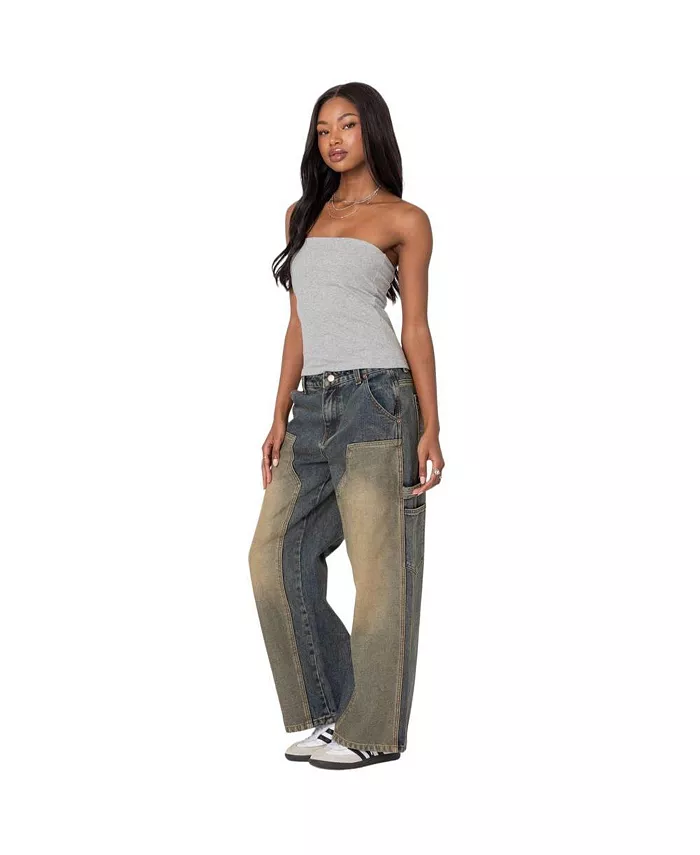 Edikted Women's Built In Bra Tube Top Women's Fashion Shoes & Accessories