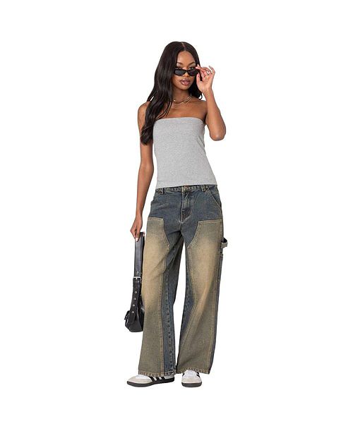 Edikted Women's Built In bra tube top Women's Fashion Shoes & Accessories