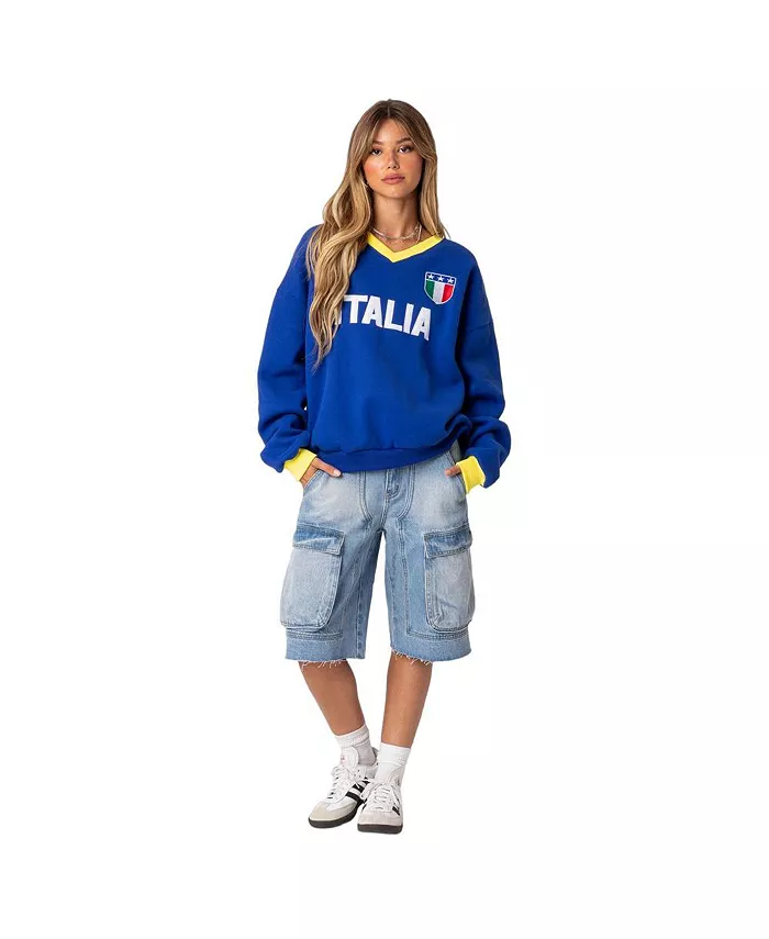 Edikted Women's Italy Oversized Sweatshirt Women's Fashion Shoes & Accessories