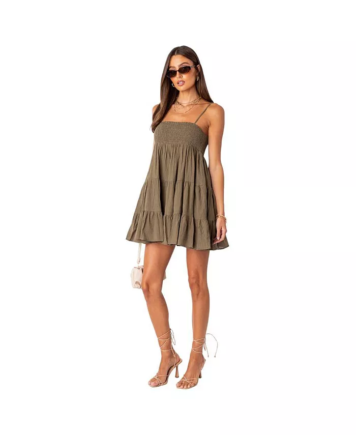 Edikted Women's Oversize Mini Dress With Straps Women's Fashion Shoes & Accessories