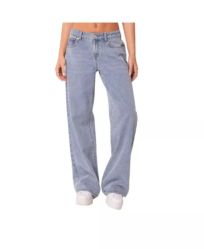 Edikted Women's Raelynn Washed Low Rise Jeans Women's Fashion Shoes & Accessories
