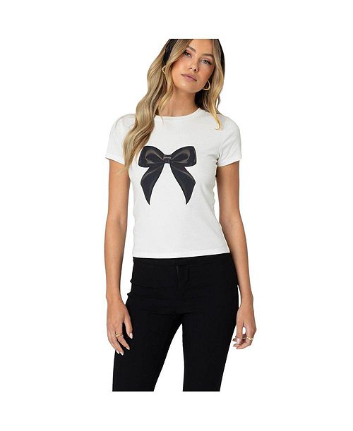 Edikted Women's Tied Up T Shirt Women's Fashion Shoes & Accessories