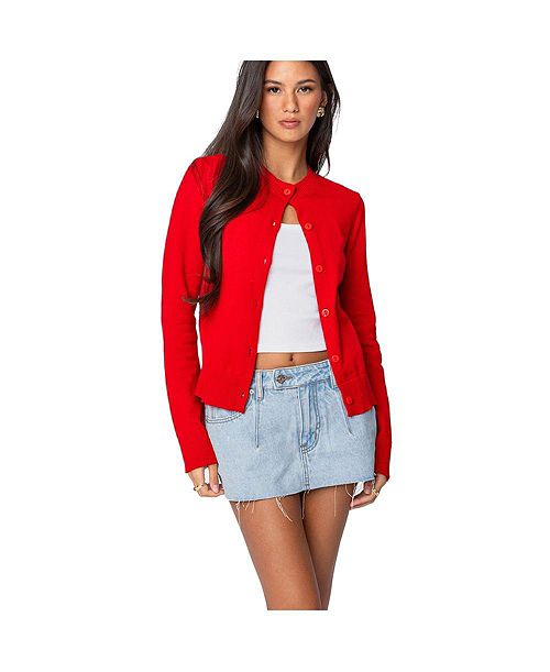 Edikted Womens Hollie Button Up Cardigan Women's Fashion Shoes & Accessories