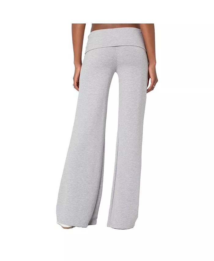 Edikted Womens Wide Leg Fold Over Pants Women's Fashion Shoes & Accessories