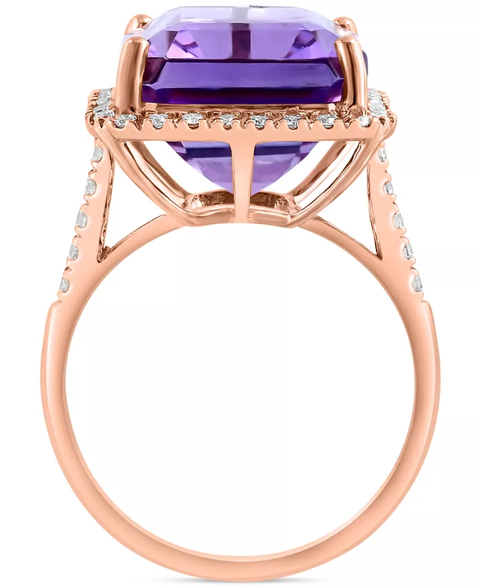EFFY Collection EFFY® Amethyst (10-3/4 Ct. T.w.) & Diamond (3/8 Ct. T.w.) Halo Ring In 14k Gold (Also Available In Citrine London Blue Topaz Green Quartz & Black Onyx) Jewelry & Watches