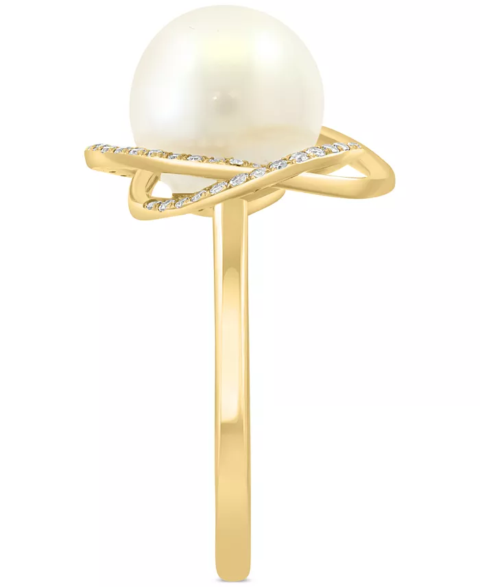 EFFY Collection EFFY® Cultured Freshwater Pearl (10mm) & Diamond (1/6 Ct. T.w.) Knot Swirl Ring In 14k Gold Jewelry & Watches