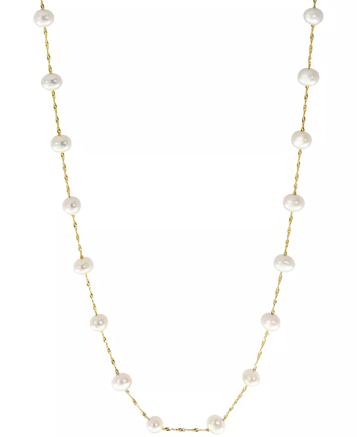 EFFY Collection EFFY® Cultured Freshwater Pearl Station 18" Necklace In 14k Gold (5-1/2mm) Jewelry & Watches