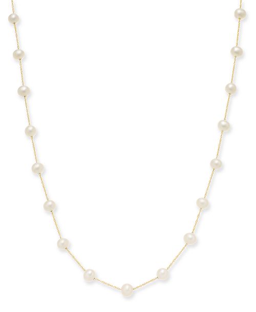EFFY Collection EFFY® Cultured Freshwater Pearl Station 18" Necklace in 14k Gold (5-1/2mm) Jewelry & Watches