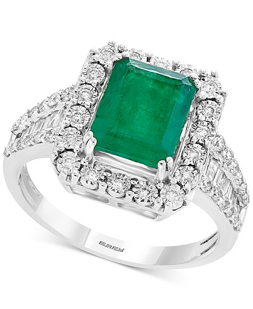 EFFY Collection EFFY® Emerald (2-1/5 ct. t.w.) & Diamond (1/2 ct. t.w.) Ring in 14k White Gold & 14k Yellow Gold Jewelry & Watches