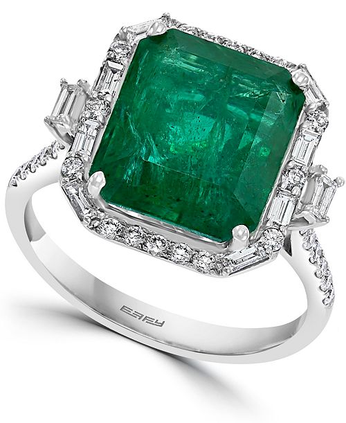EFFY Collection EFFY® Emerald (5-1/2 Ct. T.w.) & Diamond (1/2 Ct. T.w.) Statement Ring In 14k Gold Or 14k White Gold Jewelry & Watches