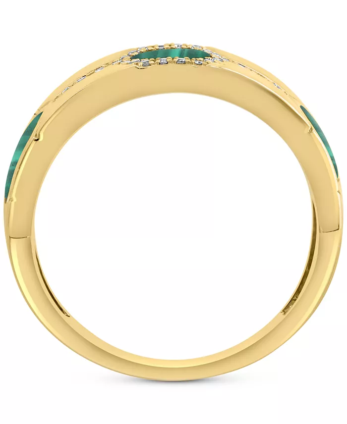 EFFY Collection EFFY® Malachite & Diamond (1/10 Ct. T.w.) Hexagon Band In Gold Plated Silver Jewelry & Watches