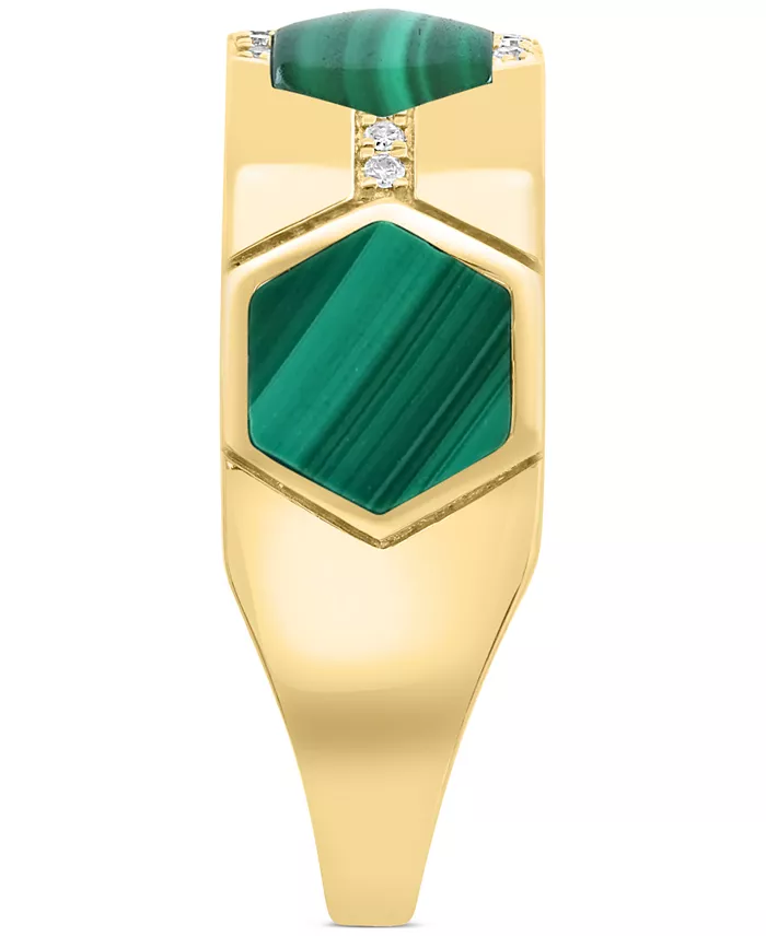 EFFY Collection EFFY® Malachite & Diamond (1/10 Ct. T.w.) Hexagon Band In Gold Plated Silver Jewelry & Watches
