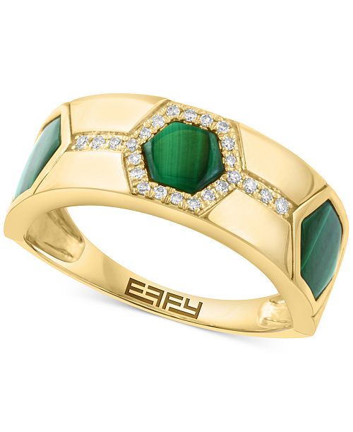 EFFY Collection EFFY® Malachite & Diamond (1/10 ct. t.w.) Hexagon Band in Gold Plated Silver Jewelry & Watches EFFY Collection EFFY® Malachite & Diamond (1/10 ct. t.w.) Hexagon Band in Gold Plated Silver Jewelry & Watches