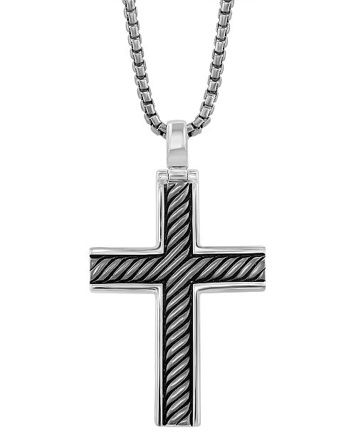 EFFY Collection EFFY® Men's Black Rhodium Cross 22" Pendant Necklace in Sterling Silver Jewelry & Watches EFFY Collection EFFY® Men's Black Rhodium Cross 22" Pendant Necklace in Sterling Silver Jewelry & Watches