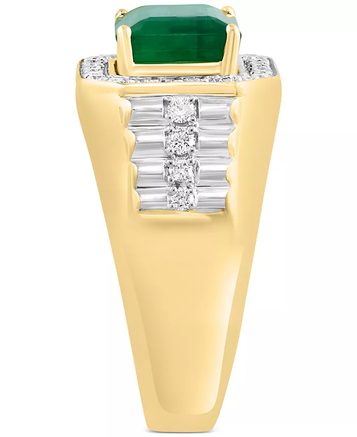 EFFY Collection EFFY® Men's Emerald (3 Ct. T.w.) & Diamond (1/2 Ct. T.w.) Ring In 14k Gold Jewelry & Watches