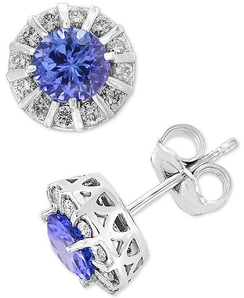 EFFY Collection EFFY® Tanzanite (9/10 ct. t.w.) & Diamond (1/3 ct. t.w.) Stud Earrings in 14k White or Yellow Gold (Also available in Ruby Emerald & Sapphire) Jewelry & Watches