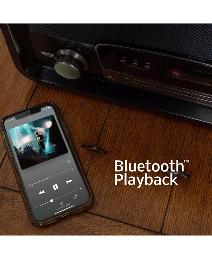 Electrohome Kingston 7-in-1 Vintage Vinyl Record Player Stereo System With 3-Speed Turntable Bluetooth AM/FM Radio CD Aux In RCA/Headphone Out Vinyl/CD To MP3 Recording & USB Playback (RR75C) Electronics