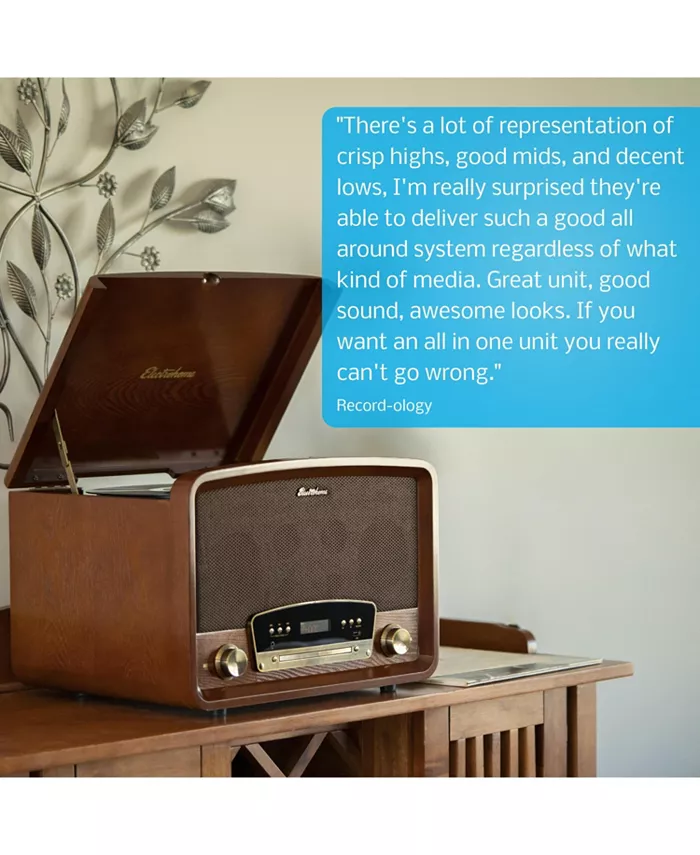 Electrohome Kingston 7-in-1 Vintage Vinyl Record Player Stereo System With 3-Speed Turntable Bluetooth AM/FM Radio CD Aux In RCA/Headphone Out Vinyl/CD To MP3 Recording & USB Playback (RR75C) Electronics