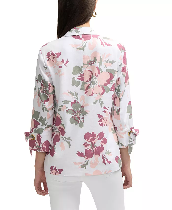 Ellen Tracy Women's Shawl Collar Blazer With Sleeve Grommet Women's Fashion Shoes & Accessories