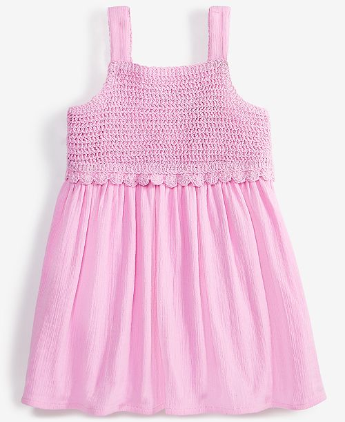 Epic Threads Toddler Girl Crochet Gauze Cotton Dress Exclusively at Macy's Kids