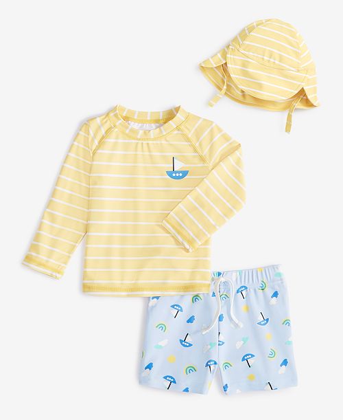 First Impressions Baby Boys Boat Ride Top Hat & Swim Shorts 3 Piece Set Exclusively at Macy's Kids