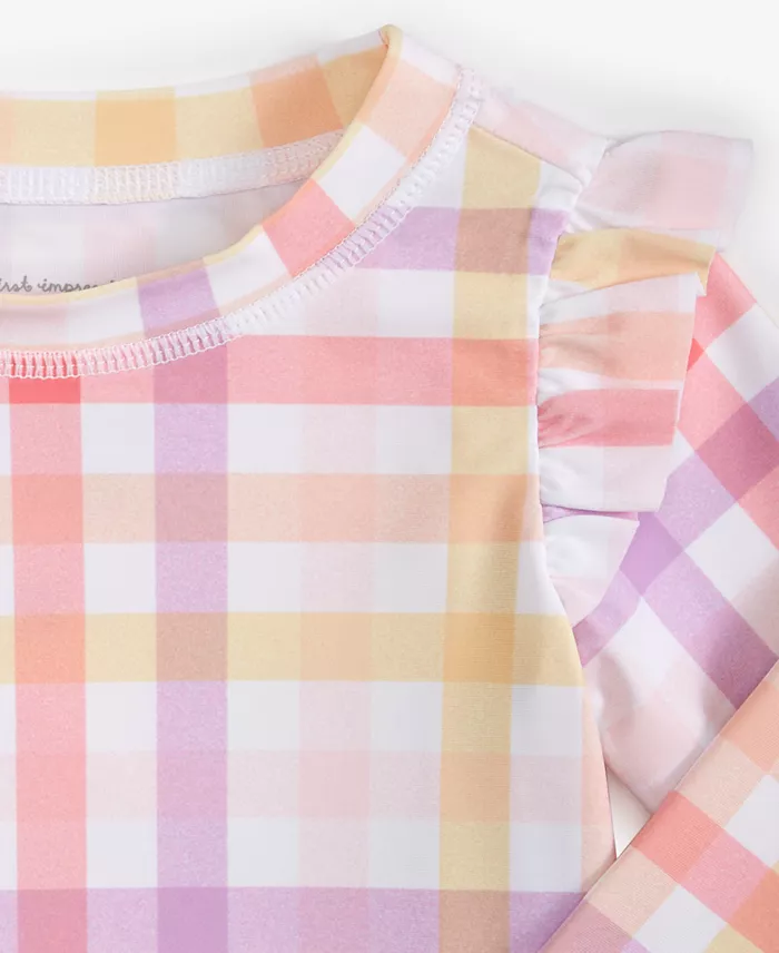 First Impressions Baby Girls Plaid Hat Swim Top & Bottoms Exclusively At Macy's Kids