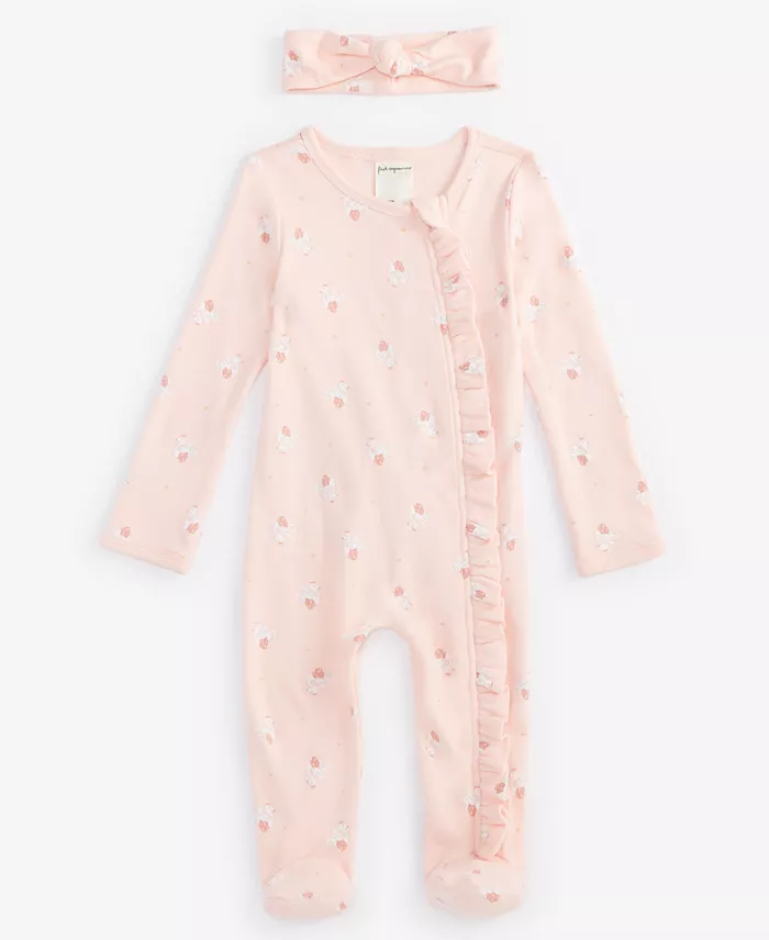 First Impressions Baby Girls Tiny Dancer Cotton Footed Coverall & Headband 2 Piece Set Created For Macy's Kids